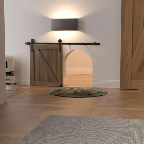 Vista 7 de Kit de Rieles de Hardware para Puerta Corrediza de Granero Súper Mini de Gabinete Pequeño de 2.5 Pies Aplica para Ventana de Almacenamiento Base