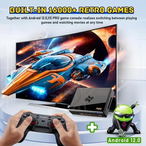 Vista 2 de Kinhank Super Console X5 PRO with 16000+ Games, Retro Game Console with Rockchip RK3588S Processor, 8K UHD TV Output, Bluetooth 5.0, Dual Wireless