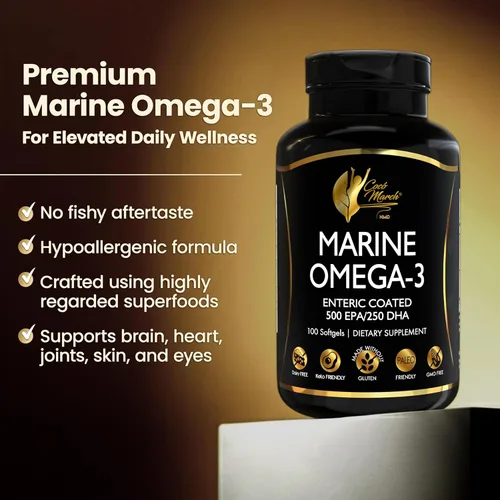 Vista 5 de Cocó March N.M.D Aceite de pescado marino omega-3 – Suplemento de Omega 3 de alta potencia con 500 mg de EPA y 250 mg de DHA – Recubrimiento