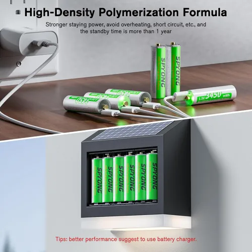 Vista 11 de Baterías AAA recargables de litio, paquete de 8 unidades de iones de litio de 1200 mWh, 1.5 V, incluye USB C 4 en 1, 1500 ciclos de carga, carga