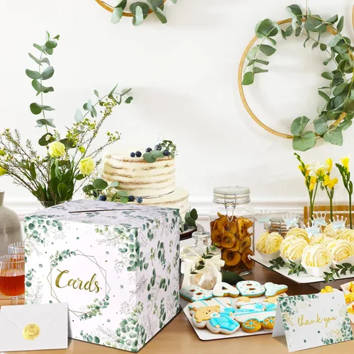 Vista 7 de Gatherfun Caja de tarjetas de despedida de soltera y caja de sobre de bautismo para regalo de boda, decoración de fiesta de bebé o despedida