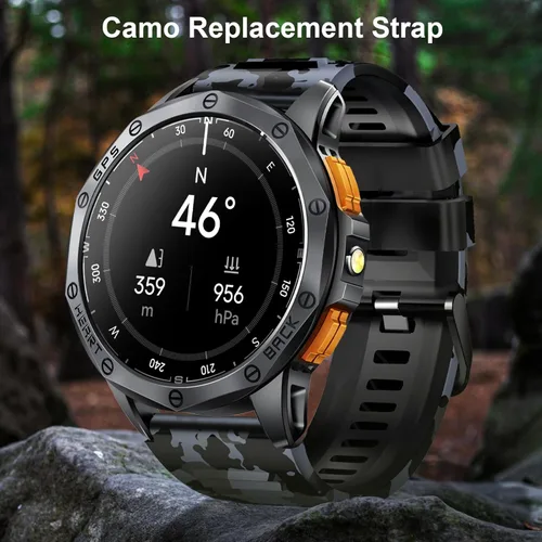Vista 2 de Relojes inteligentes militares con GPS integrado, más de 170 modos deportivos para hombres con linterna, reloj inteligente para teléfonos Android