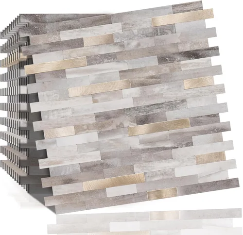 Pelar y pegar, 10 hojas de azulejos de PVC para despegar y pegar, azulejos de pared para azulejos de salpicaduras para cocina y baño