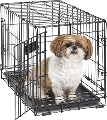 Vista 12 de Midwest Homes for Pets iCrate - Jaula plegable para perros de 18 pulgadas con panel divisor, bandeja a prueba de fugas y pestillos seguros, perrera