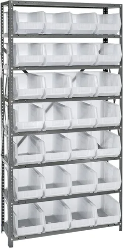 Vista 73 de Quantum QSBU-245BK Heavy Duty Shelving Unit with (7) Shelves and (24) QUS245 Black Bins for Garage Warehouse Storage Distribution 400 lb Load