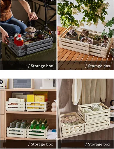 Vista 5 de Yinhing Retractable Storage Box Bin Organizer Expandable 30.5-51.5cm PP Material for Bedroom Office Camping Car Trunk Organization (Grey)