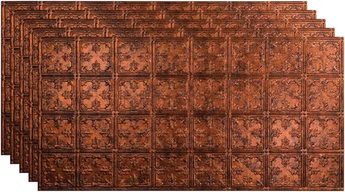 Vista 7 de FASÄDE - Panel adhesivo para techo de vinilo decorativo con estilo/patrón tradicional de 2 x 4 pies en plata entrecruzada (paquete de 5)