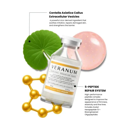 Vista 3 de Suero reparador de 5 péptidos – Ampolla péptida coreana antienvejecimiento con Centella EV Colágeno y soporte de elasticidad