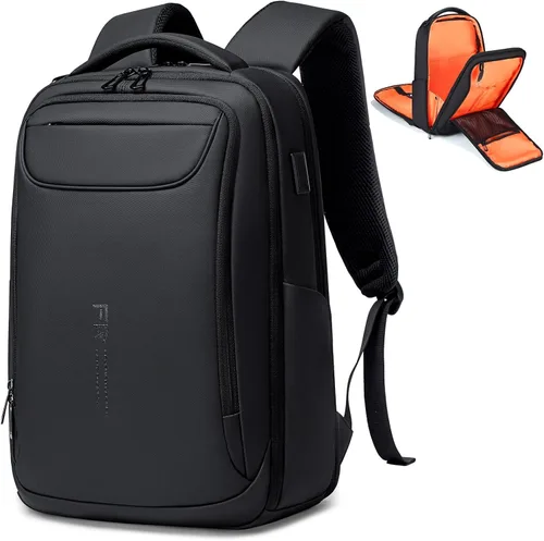 Vista 7 de Mochila de negocios FENRUIEN para hombres profesionales, Negro, Ampliable