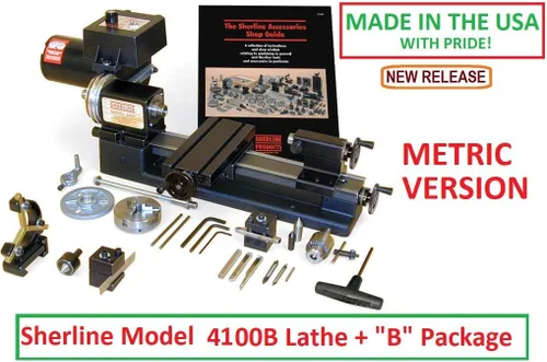 Vista 2 de Sherline 4100B - Torno métrico de 8 pulgadas + paquete B. (actualización CNC no incluida, pero se puede comprar por separado)