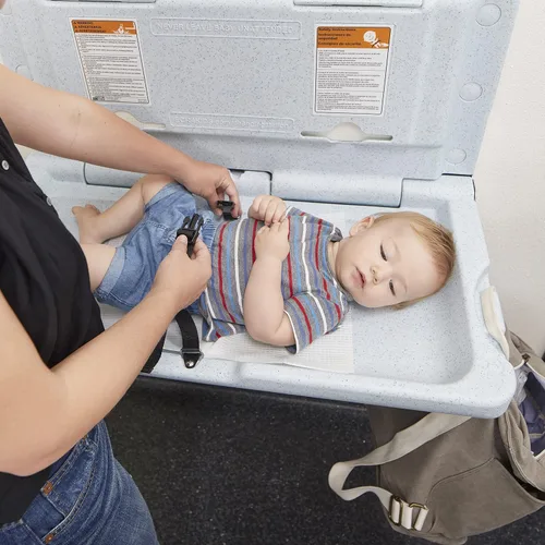 Vista 9 de ECR4Kids Estación cambiadora horizontal montada en la pared, cambiador de bebé, azul/gris moteado