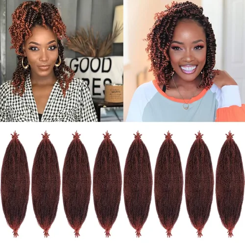 Vista 18 de Cabello de Envoltura Pre-Esponjado de 8 Pulgadas, 3 Paquetes, Cabello Afro Twist Pre-Separado Elástico para Locs, Cabello Afro Twist Negro Natural