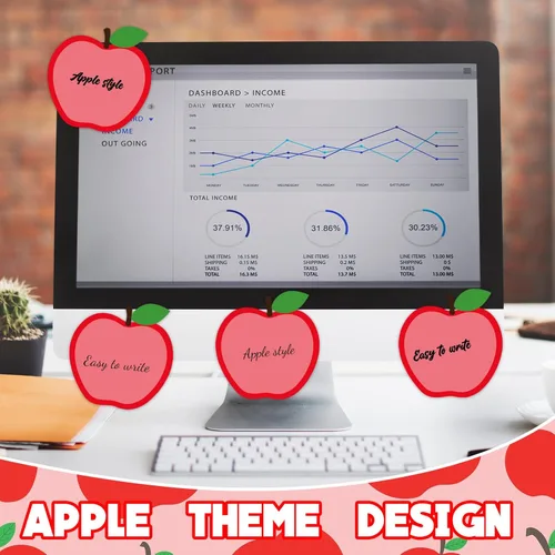 Vista 3 de 12 notas adhesivas de manzana, lindas notas adhesivas de manzana, notas adhesivas autoadhesivas de dibujos animados de frutas, almohadillas