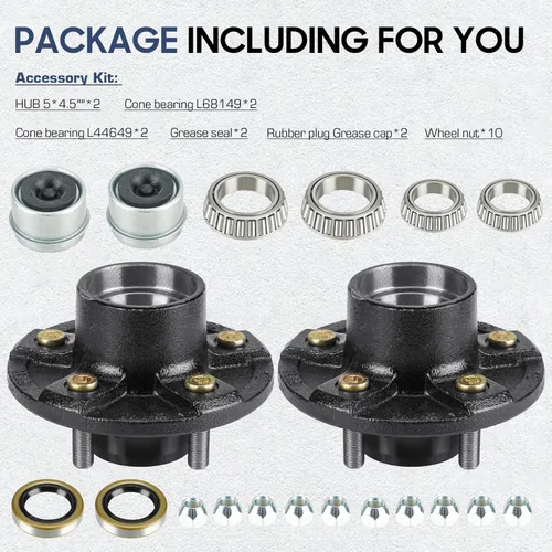 Vista 9 de SEHNSUCHT Kit de cubo loco para remolque, 5 lengüetas, cubo loco de 4.5 pulgadas para remolque de 3500 libras, bujes de remolque de barco, 5
