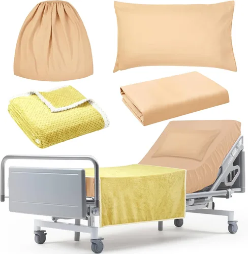 Vista 12 de SmoothNovelty Juego de 4 Sábanas de Cama de Hospital, Sábanas Estándar de Punto Suave de Calidad, Incluye Sábana Bajera Ajustable, Funda de Edredón