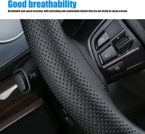 Vista 2 de Pack-1 Funda para volante de cuero, Universal antideslizante para coser, protector DIY para volante de coche con aguja e hilo para la mayoría