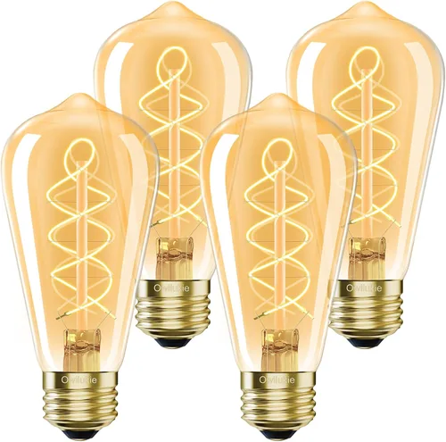 Vista 11 de Bombilla LED E26 de 4 W, equivalente a 40 vatios, bombillas Edison vintage, blanco cálido 2200 K ámbar E26 Edison regulable, bombilla LED ST21/ST64
