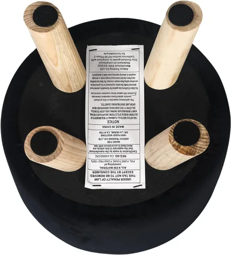 Vista 101 de Asense Taburete otomano redondo pequeño con reposapiés acolchado de tela con patas de madera antideslizantes (multicolor, tela)