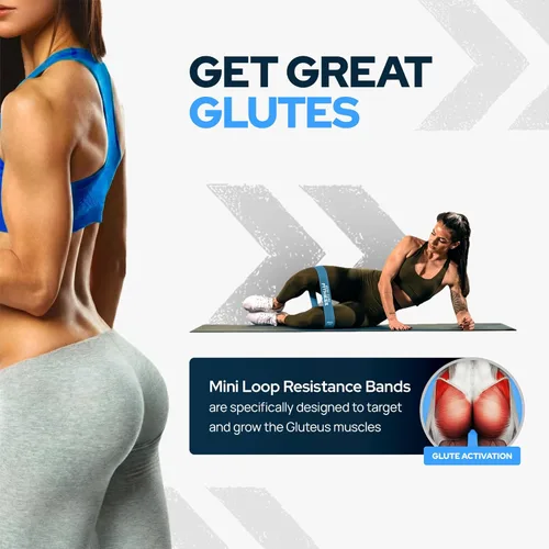 Vista 2 de Fabric Mini Resistance Bands Sets for Trainers, Bootcamp, Gym for Men and Women in Fun Colors - Ebook, Videos and Workout Chart Included by Iron