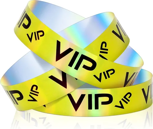 Vista 23 de Teling Paquete de 500 pulseras VIP de plástico para fiestas, pulseras de plástico personalizadas para eventos, pulseras resistentes al rasgado