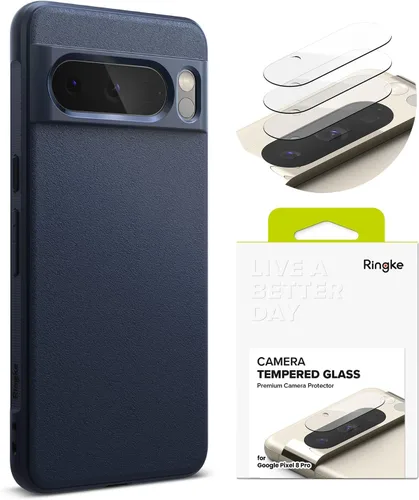 Ringke Onyx - Funda compatible con Google Pixel 8 Pro [Navy] + cristal de cámara compatible con Google Pixel 8 Pro