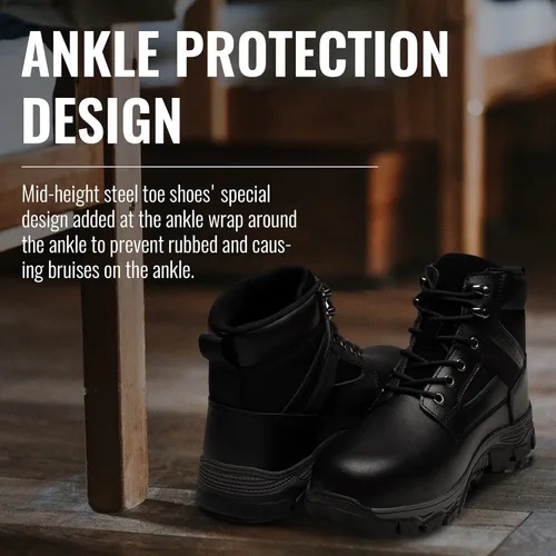 Vista 4 de Jousen Botas de acero con punta para hombre, impermeables, de combate, tácticas, militares, aisladas, botas de trabajo para hombres