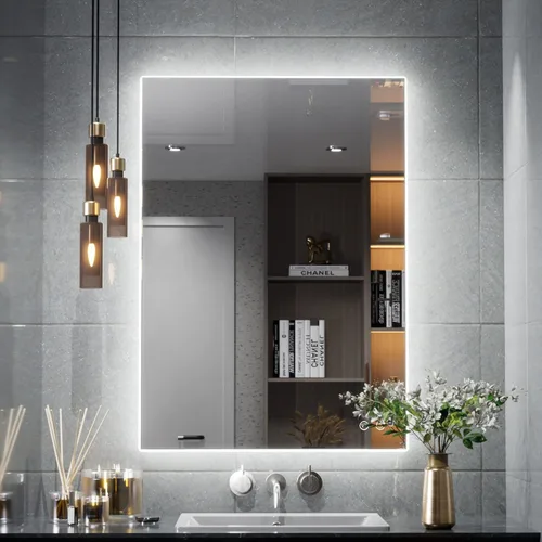 Vista 13 de TETOTE - Espejo retroiluminado de 84 x 32 pulgadas con luces LED para baño, antiempañante, espejo iluminado regulable (horizontal/vertical), espejo