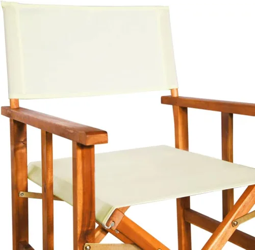 Vista 7 de vidaXL Silla de director plegable, madera de acacia maciza, resistente a la intemperie, asiento de poliéster, respaldo, diseño elegante, fácil