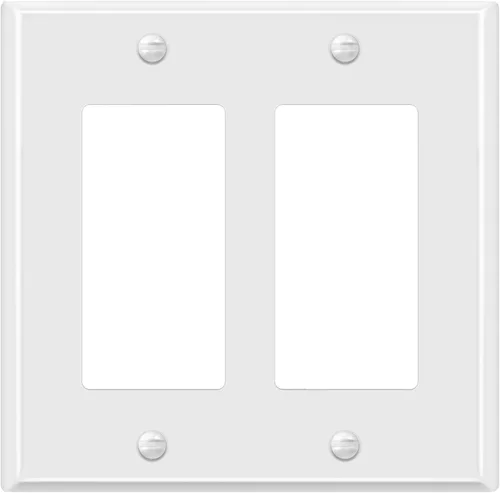Vista 8 de ENERLITES Placa de pared de metal con interruptor decorativo doble, tapa de tomacorriente, resistente a la corrosión, tamaño estándar de 2