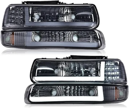 Vista 24 de PIT66 Lámparas LED DRL de montaje de faros delanteros compatibles con Chevy Silverado 1999-2002 / 2000-2006 Tahoe Suburban faro delantero con luces