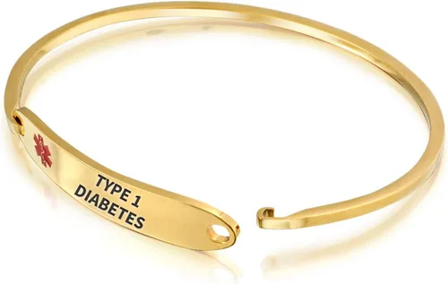 Vista 3 de Bling Jewelry Pulsera de identificación médica con grabado personalizable, elegante y con brazalete de 7 pulgadas para mujer, de acero inoxidable