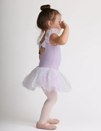 Vista 7 de Zaclotre Leotardos de ballet con volantes de manga corta con falda de tutú, vestido de baile para niñas