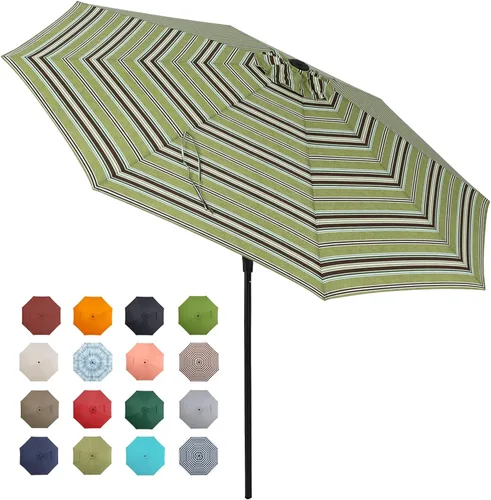 Vista 10 de Tempera Patio Market Outdoor Table Umbrella with Push Button Tilt and Crank, Large Sun Umbrella with Sturdy Pole & Fade Resistant Canopy, Easy to Set