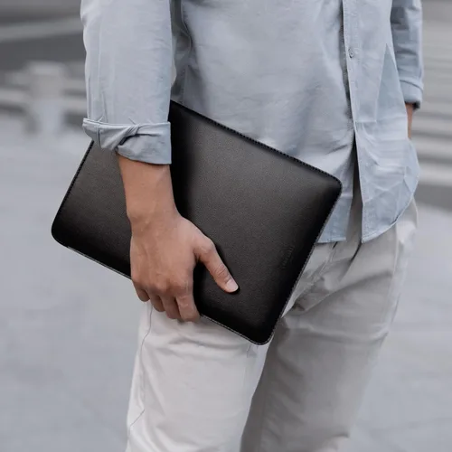 Vista 6 de Comfyable Funda para laptop de 13 pulgadas, compatible con MacBook Air M5 2026 y MacBook Pro/Neo A18, funda de piel sintética, color negro