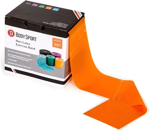 Vista 8 de Body Sport Exercise Band, 25 yd. x 4 in. Roll - Home & Gym Fitness Equipment for Stretching, Strength Training & Physical Therapy