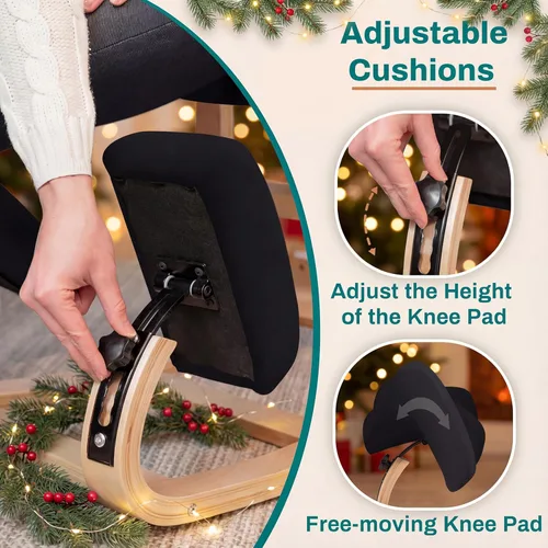 Vista 27 de NYPOT Silla ergonómica de rodillas con asientos ajustables, silla de rodilla para corrección de postura y taburete mecedora para escritorio - Alivio