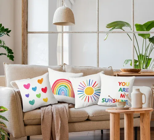 Vista 2 de Boho You Are My Sunshine - Almohada de sol arcoíris para niños, decoración de aula de arco iris, almohadas de aula para niños, decoración de esquina