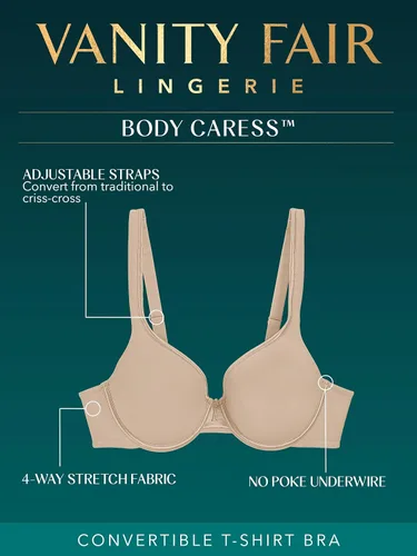 Vista 5 de Vanity Fair Women's Bra with 2-Way Convertible Straps, Body Caress Full Coverage, Lightly Lined Cups Up to Dd