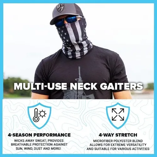 Vista 3 de S A Company 5 Pack UV Face Shield Multipurpose Protector Neck Gaiter Elastic Face Mask Patriotic Design for Men and Women