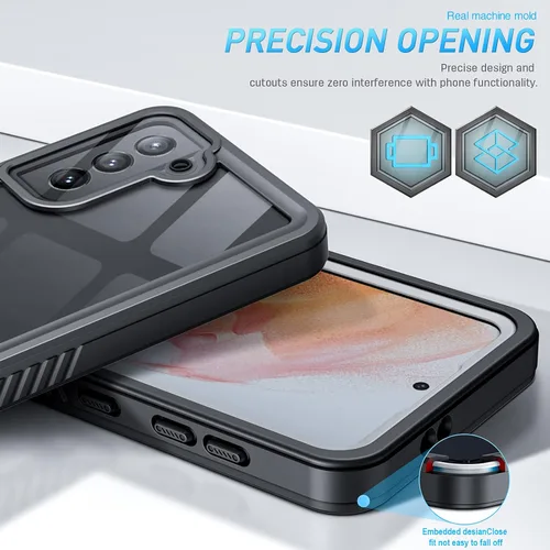 Vista 5 de Funda impermeable para Samsung S21, a prueba de polvo, a prueba de golpes, IP68, con protector de pantalla, funda protectora de cuerpo completo