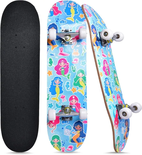 Vista 13 de Patinetas para principiantes, niños, niñas, adolescentes y adultos, patinetas estándar completas de 31 pulgadas con cubierta de doble patada de arce