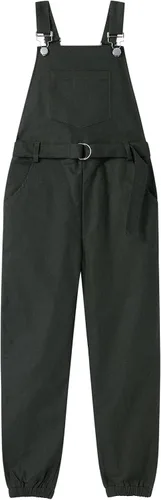 Overol con peto para niñas, overol y mamelucos para niños, pantalones largos lisos de ajuste holgado, con bolsillos y cinturón, 3-11 años