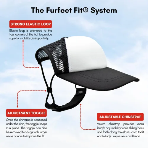 Vista 2 de Sunset Collection, sombreros de camionero de PupLid para perros (XXS) Protección solar elegante de alta calidad para el perro moderno, ajustable