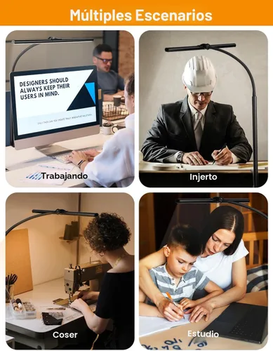 Vista 3 de ACNCTOP Lámpara de escritorio para oficina y hogar, lámpara de trabajo de arquitecto que cuida los ojos, 25 modos de iluminación, lámpara