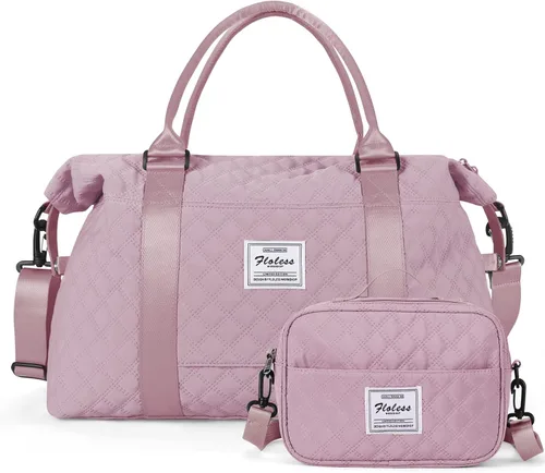 Bolsa de lona de viaje, bolsa de gimnasio deportiva, bolsa de hombro para fin de semana para mujer