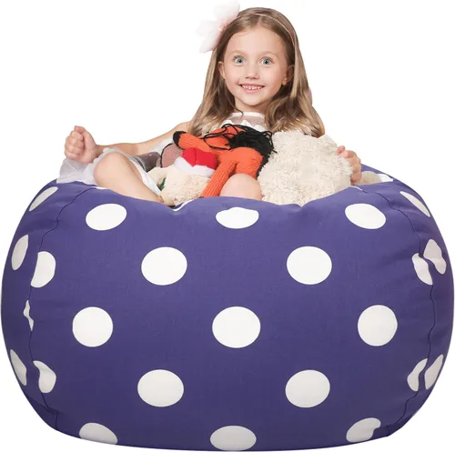 Vista 21 de WEKAPO - Puf con cremallera para guardar juguetes de peluche, hecho de lona de algodón de alta calidad, extragrande de 38 pulgadas, ideal