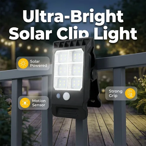 Vista 2 de Solar Clip Light with Motion Sensor, 2026 New USB Solar Charging Clip Lights, Multifunctional Portable Rechargeable LED Light for Camping