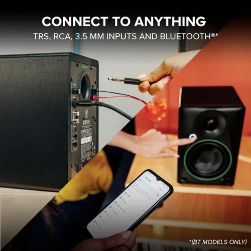Vista 4 de Mackie CR3.5BT - Monitores de estudio de referencia creativa alimentados de 3.5 pulgadas con Bluetooth, perilla de tono e interruptor de ubicación