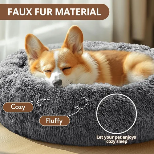 Vista 327 de JOLLYVOGUE Cama Calmante para Perros Pequeños - Cama para Perros Pequeños en Forma de Dona Lavable de 23 Pulgadas para Gatitos y Cachorros, Camas