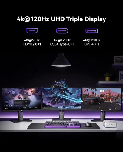 Vista 5 de KAMRUI Mini PC Hyper H2, Intel Core i7-13620H Mini computadoras (10C/16T, 4.9GHz), 32GB RAM 1TB PCle4.0 SSD Micro PC de escritorio, pantalla triple